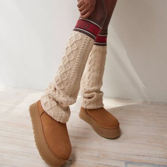 NIB - UGG Classic Sweater Letter Tall Boot, Chestnut - Size 8 - Picture 3 of 12